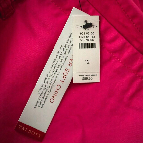 Talbots Size 12 Pink Weekend Chino Ankle Length Button Zip Cotton Stretch Pants - Picture 6 of 8